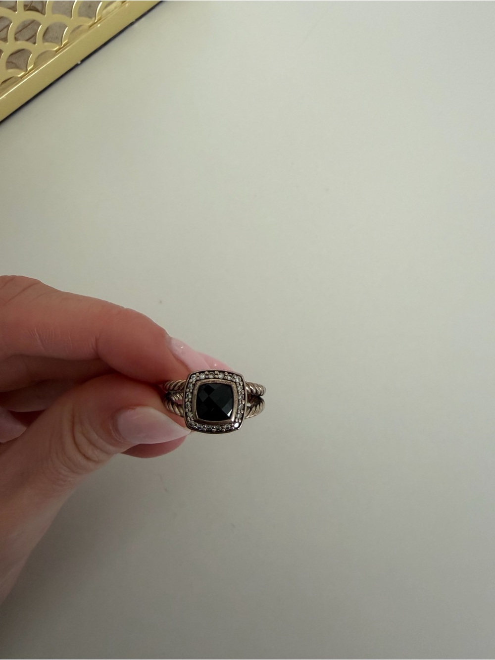 David Yurman Black Onyx Diamond Halo Cable Ring